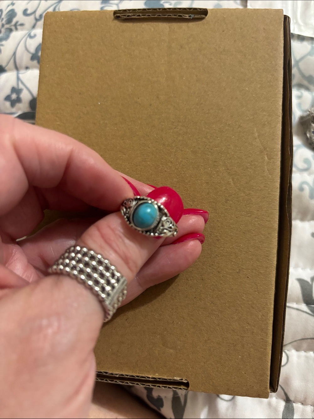 Sterling Silver Turquoise Cocktail Ring - Blue Stone